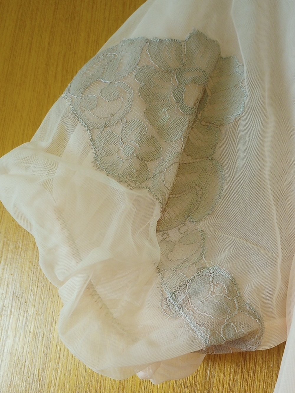 Avian Classic Traditional Sheer Peach Vintage Nylon & Lace Robe, Petite Medium? - Picture 7 of 7
